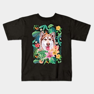 Tropical Siberian Husky 6 Kids T-Shirt